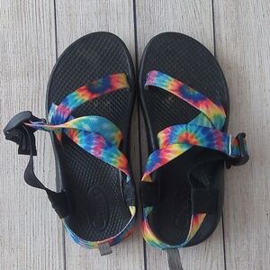 Chaco Kids Rainbow Tie Dye Strappy Sandals Unisex Size 2